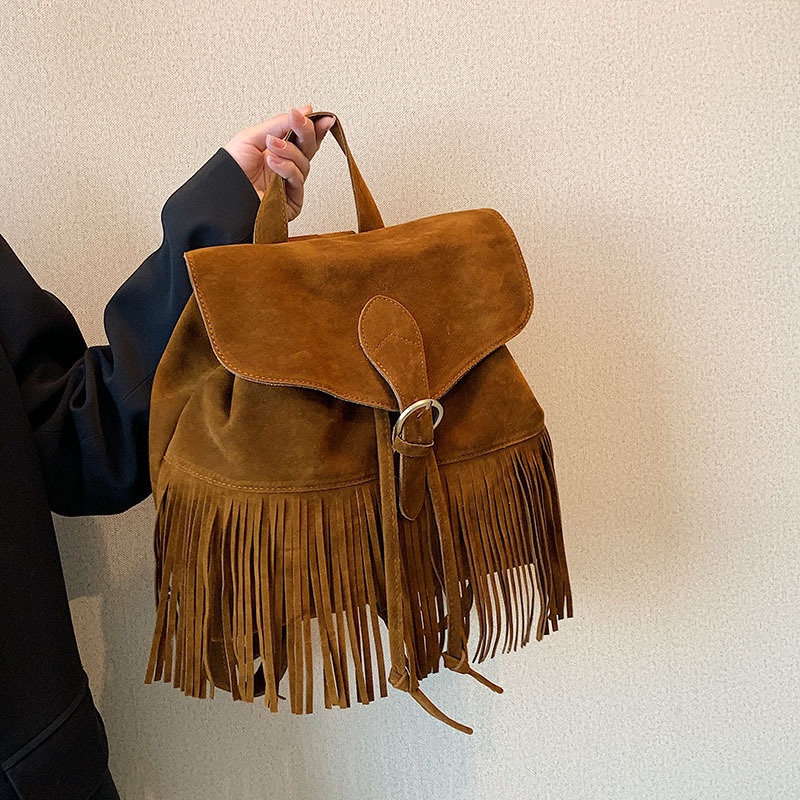 Túi Đeo Vai Hình Vuông Cỡ Nhỏ Thiết Kế Tua Rua Phong Cách Cổ Điển Thời Trang Mới