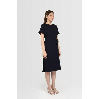 Đầm Suông Thắt Eo E.studio Lụa Cát (*Navy)