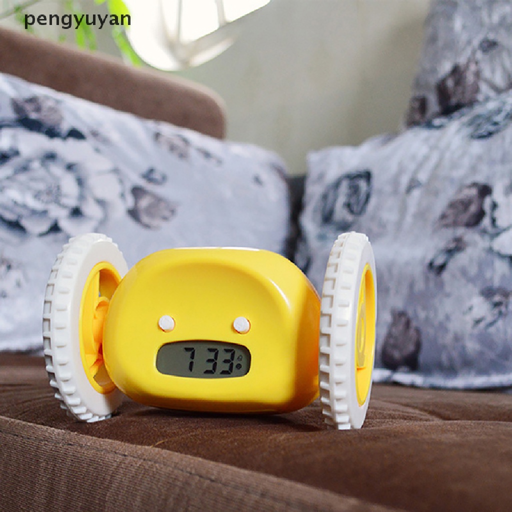 [pengyuyan] Đồng Hồ Báo Thức Có Bánh Xe Với Âm Thanh Lớn Vui Nhộn Có Thể Di Chuyển [Mới]