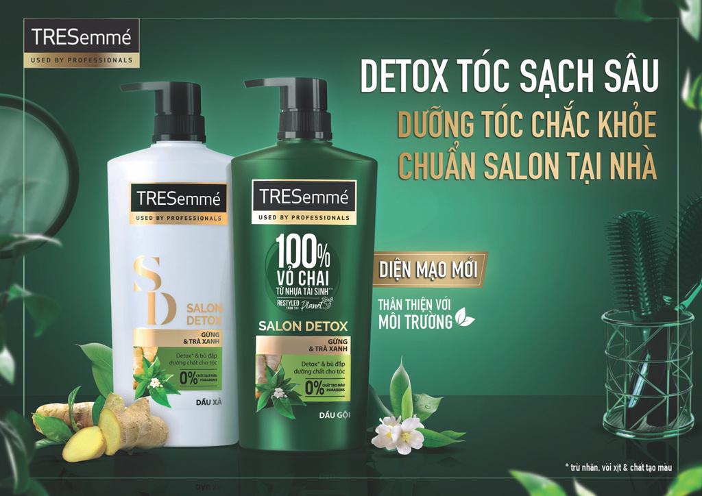 Combo Dầu Gội, Dầu Xả TRESEMME Salon Detox Cho tóc chắc khỏe & sạch sâu cùng Gừng và Trà Xanh Detox 640g, 620g