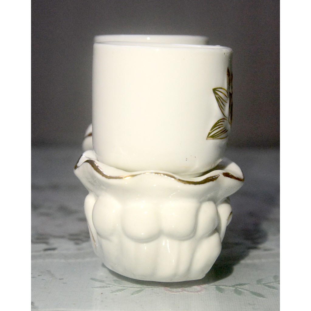 Án ba- Bộ ba ly nước thờ cúng hoa Sen Trắng