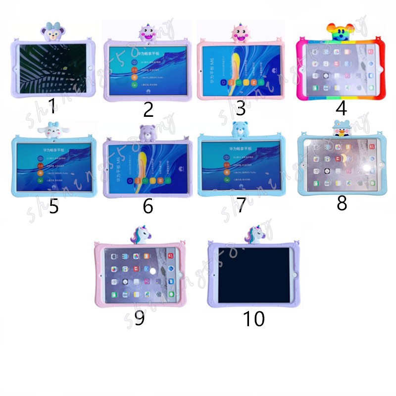 Ốp bảo vệ silicone mềm hình hoạt hình 3D có dây đeo cho Samsung Galaxy Tab A 8.0 2019 có bút S Pen SM-P200 P205