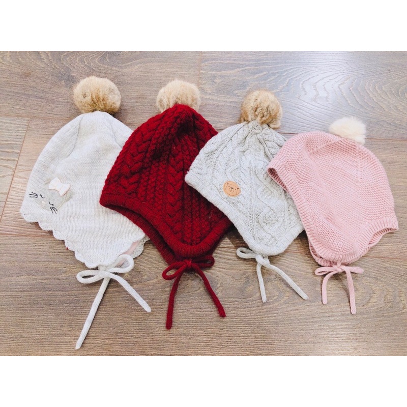 Mũ len lót nỉ Hm xuất cho bé
