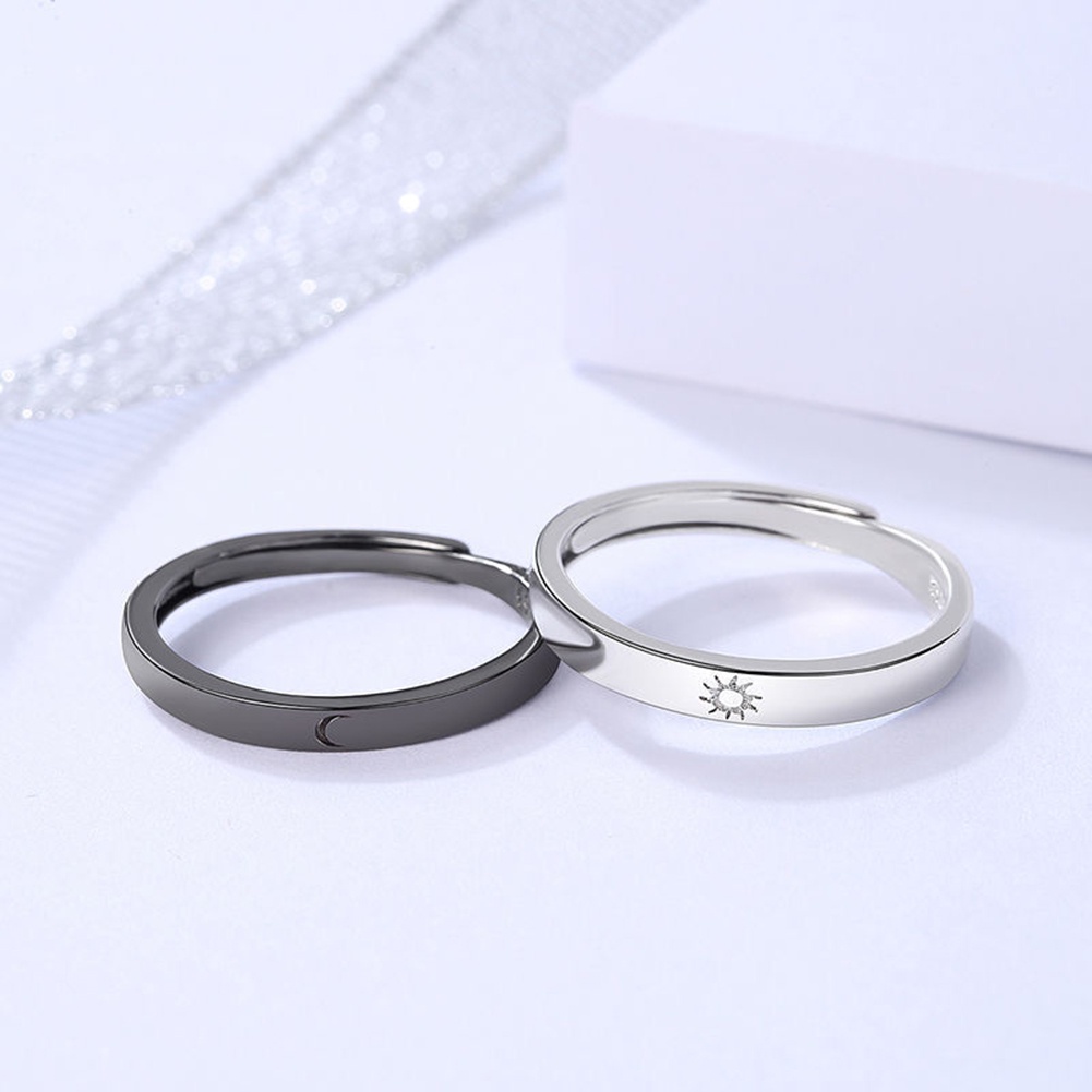Nhẫn Đơn Giản Hình Mặt Trăng/Mặt Trời Có Thể Điều Chỉnh Kích Cỡ