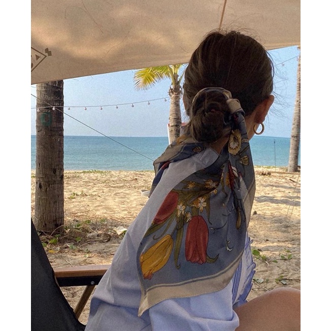 Khăn lụa vuông 70x70 turban quàng cổ áo khăn yếm bandana thời trang đội đầu - Maben