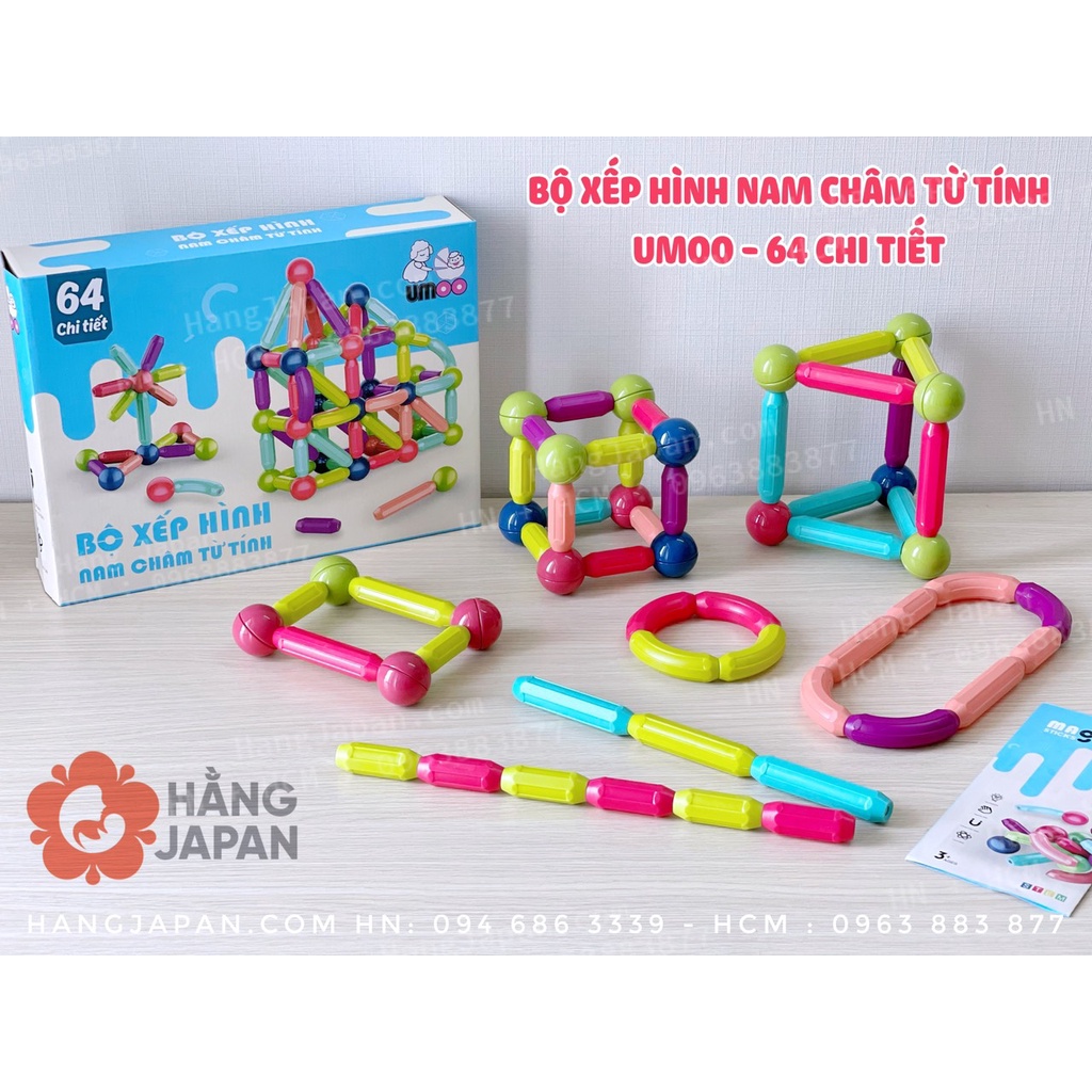 Bộ đồ chơi xếp hình nam châm cho bé, ghép hình nam châm, nhựa nguyên sinh ABS cao cấp 36,64 chi tiết
