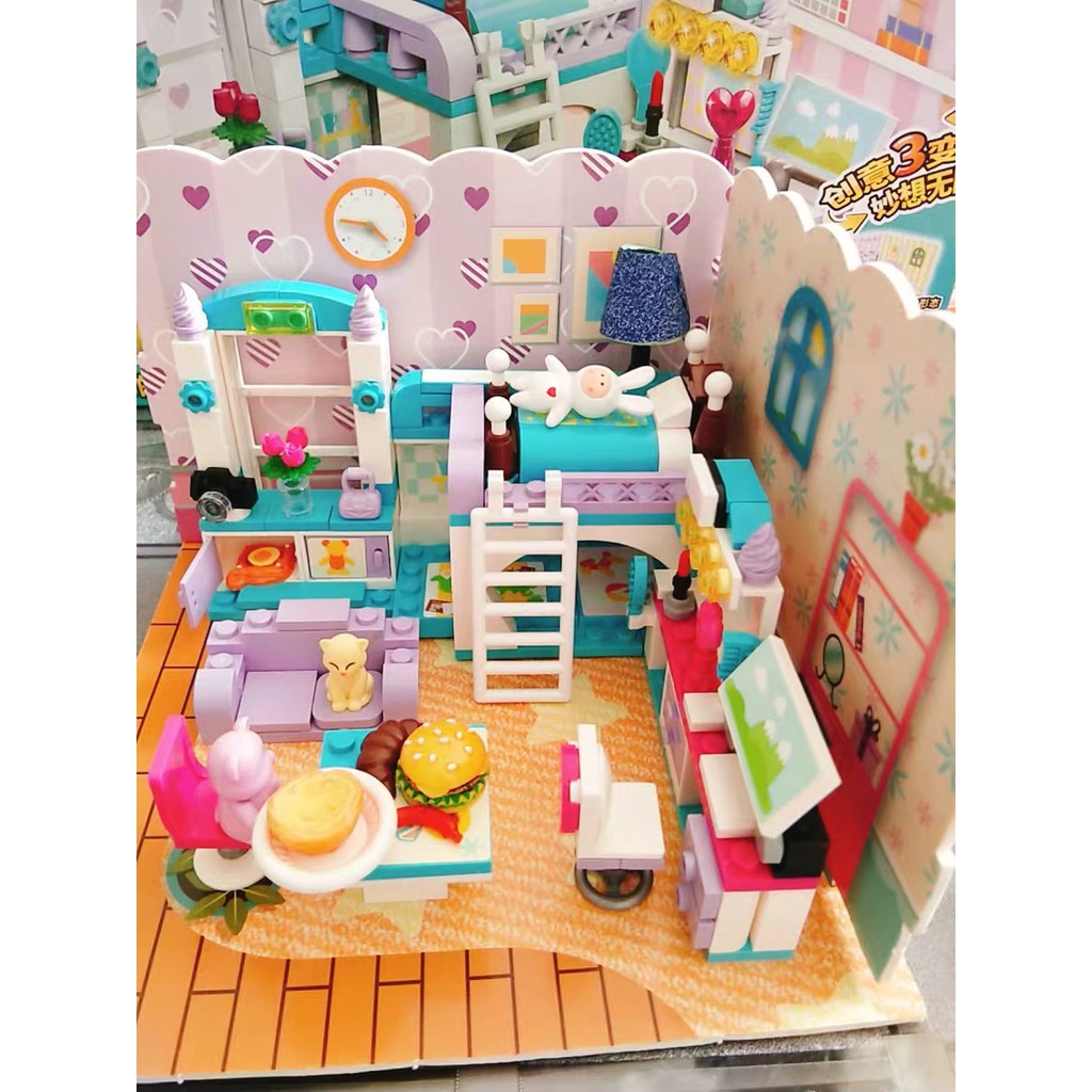 XẾP HÌNH CON GÁI BỘ ĐỒ CHƠI XẾP HÌNH LẮP RÁP PHÒNG NGỦ NHÀ BẾP PHÒNG KHÁCH DIY 3IN1 DÀNH CHO BÉ GÁI DC29H2605