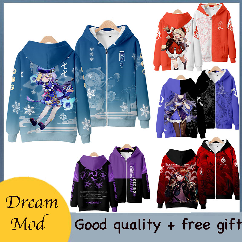 Genshin Impact!! Áo Khoác Tay Dài Có Nón Thời Trang Trẻ Trung