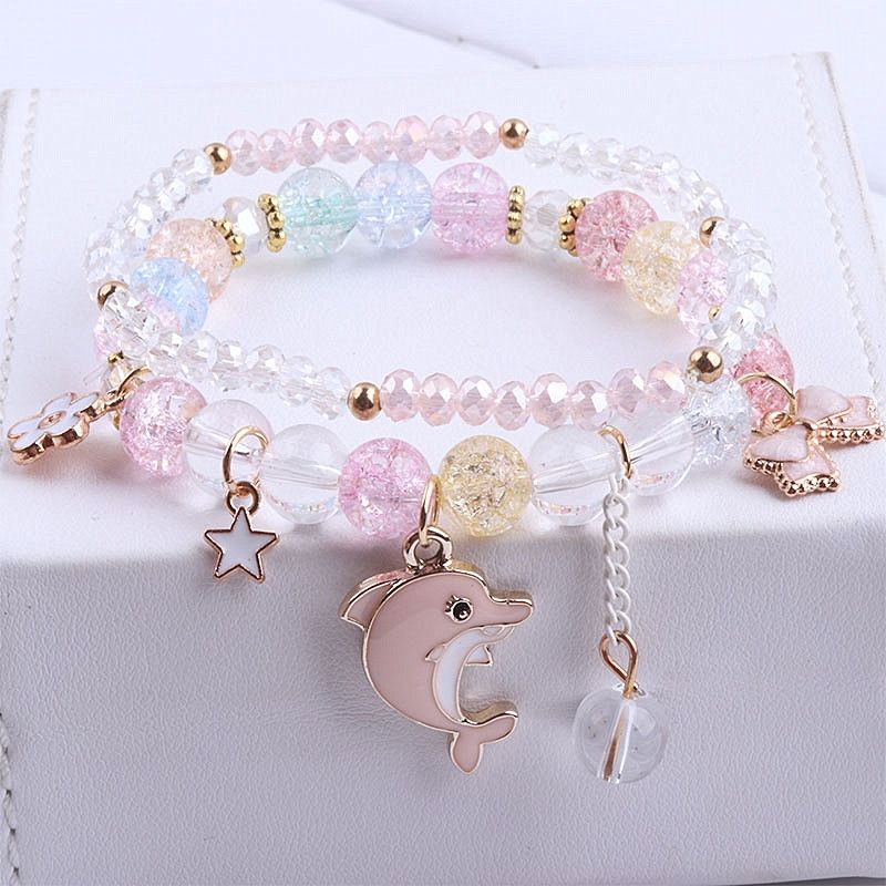 Vòng Tay Xâu Hạt Pha Lê Kiểu Công Chúa Dễ Thương Cho Bé Gái