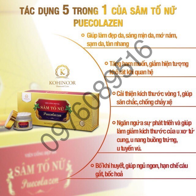 [BÁN SỈ] Hộp 3 Lọ Viên Uống Đẹp Da Sâm Tố Nữ Cao Cấp Puecolazen Kohinoor Chính Hãng