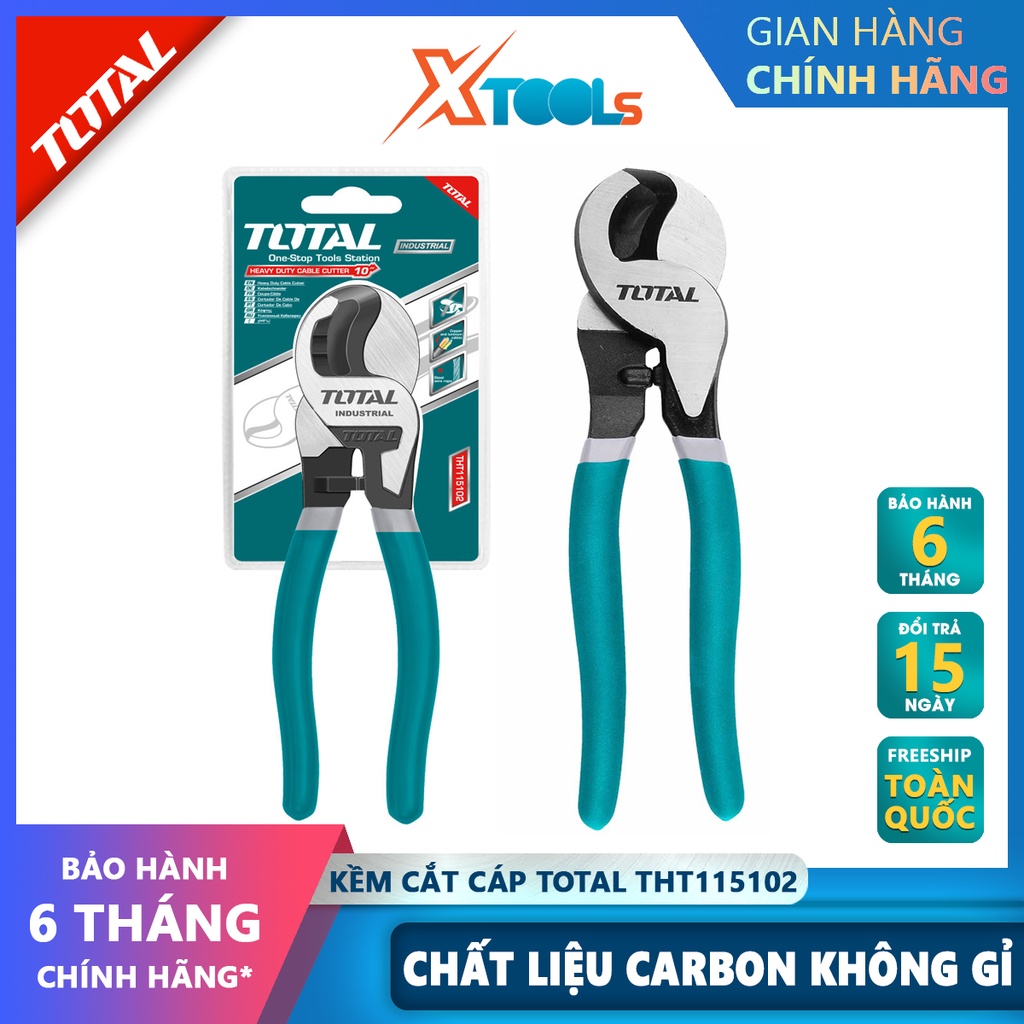 Kềm cắt cáp đầu lớn TOTAL THT115102 | Dụng cụ cắt cáp 10&quot; , thép không gỉ, có lớp cách điện [XSAFE][XTOOLS]