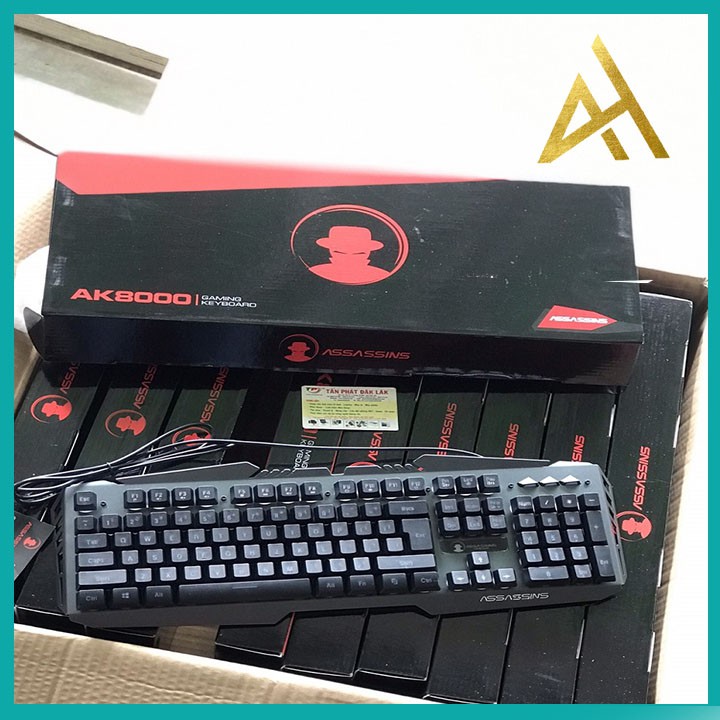 Bàn Phím Cơ Gaming Keycap Xuyên Led Đổi Màu ASSASSINS AK8000 Bàn Phím Máy Tính Laptop Có Dây Keyboard Chơi Game