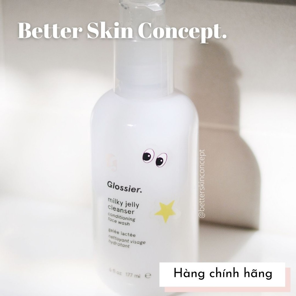 GLOSSIER Milky Jelly Cleanser - Gel rửa mặt tẩy trang nhẹ dịu không tạo bọt cho mọi loại da
