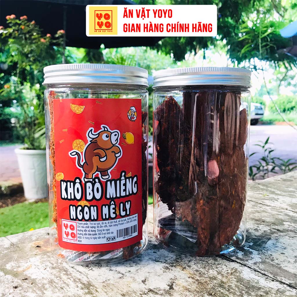 Khô bò miếng mềm Hồng Ngự đóng hũ 250g đồ ăn vặt YOYO