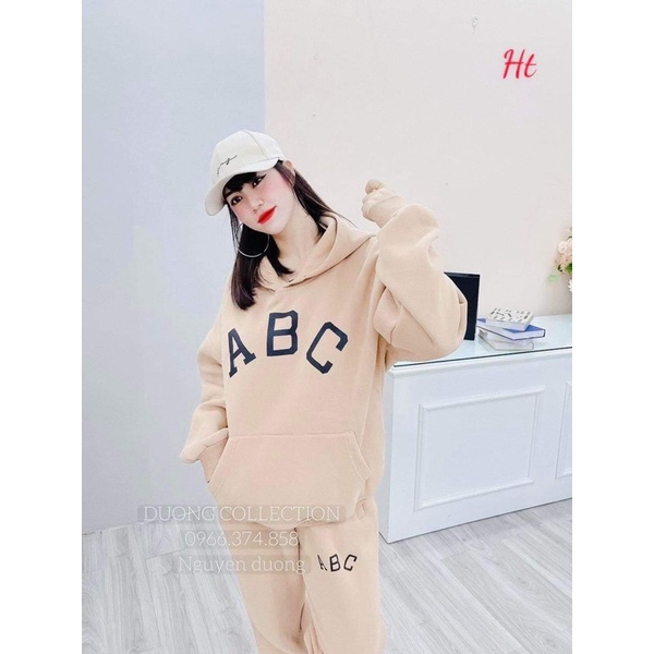 Bộ nỉ áo mũ Cotton ABC H2B