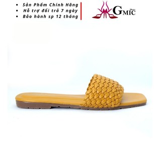 Dép nữ thời trang quai ngang dây đan bính siêu sang da mềm êm chân cao cấp GMIC.