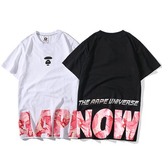 Áo Thun Cotton Ngắn Tay In Chữ Aape Thời Trang Cho Nam Và Nữ