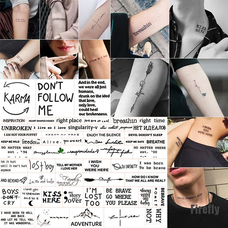 Bộ 56 Hình Xăm Dán Chống Thấm Nước Chữ Tiếng Anh Độc Đáo