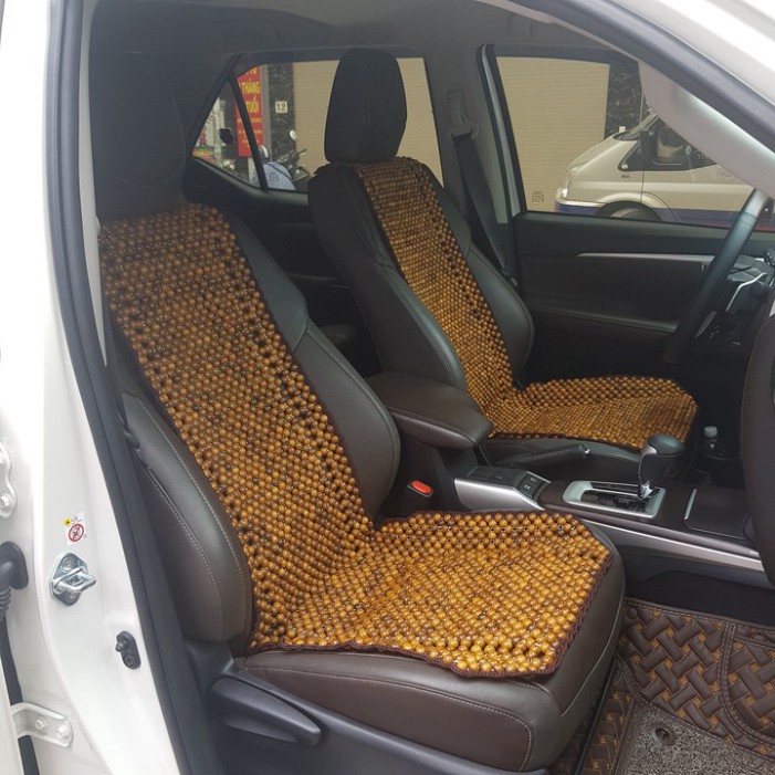 Sản Phẩm Đệm hạt gỗ tựa lưng massage ô tô gỗ Bach Xanh 100% tự nhiên, đan kết diềm mép cao cấp .