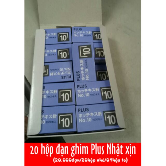 Đạn ghim 10 Plus hàng công ty xịn,20.000 ghim/20 hộp nhỏ/01hộp to/