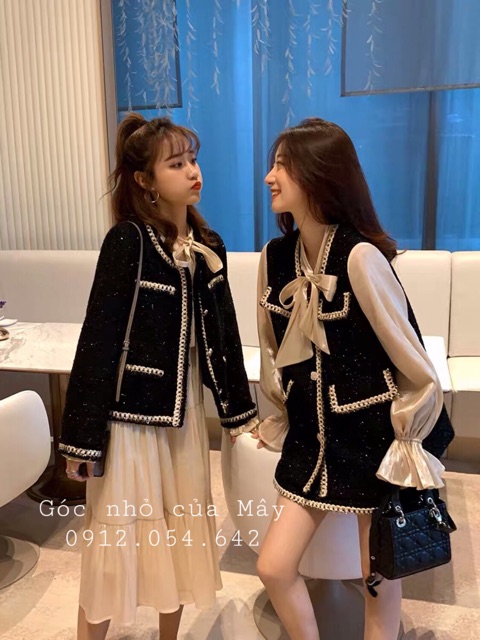 (HÀNG ORDER) Set váy dạ tweed phối sơ mi cao cấp GNCM