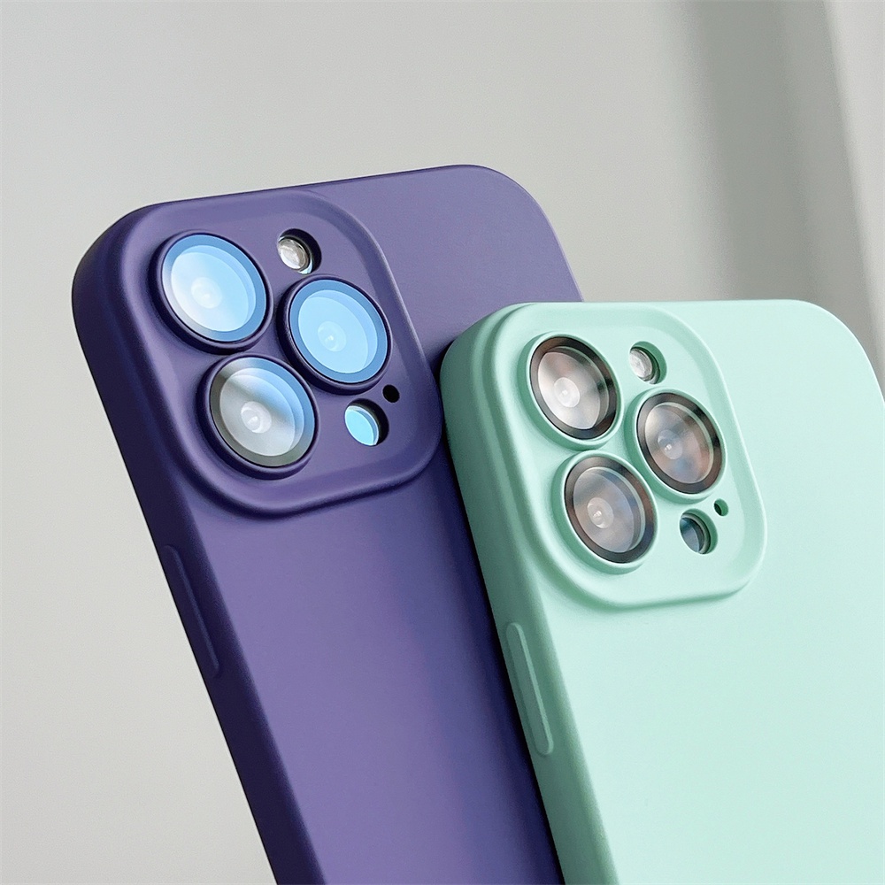 Ốp Điện Thoại iPhone 14 plus 13 12 11 Pro max case ốp lưng điện thoại iphone 14 promax Màu tím silicon Dẻo Kèm Miếng Dán Bảo Vệ lens Chống Bụi Bẩn / Sốc Sang Trọng Cho