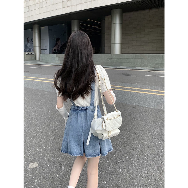 Đầm Denim Hai Dây Dáng Chữ a Lưng Cao Thời Trang Mùa Hè 2022 Mới