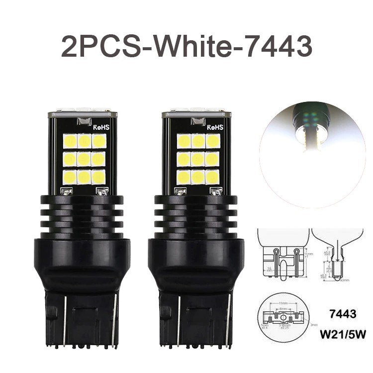 Bóng LED T20 7443 Siêu Sáng Với 24 Chip Led 3030 Báo Rẽ, Đèn Hậu, Xi Nhan, Đèn Lùi Cho Ô Tô, Xe Máy