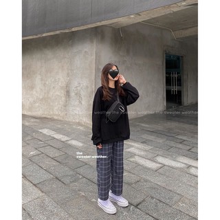 Áo sweater thun trơn tay phồng