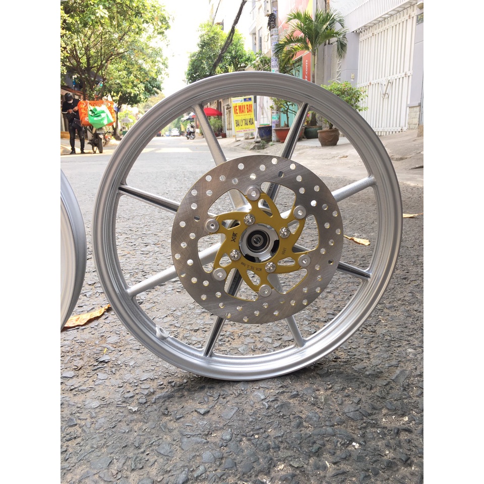 Mâm 8 cây X1R gắn xe Ex150 Ex155 bảng 1.6-185, lắp như Zin, Đen Vàng Trắng, Full Bạc Đạn Ống Chỉ. Tặng kèm 1 đĩa Trước