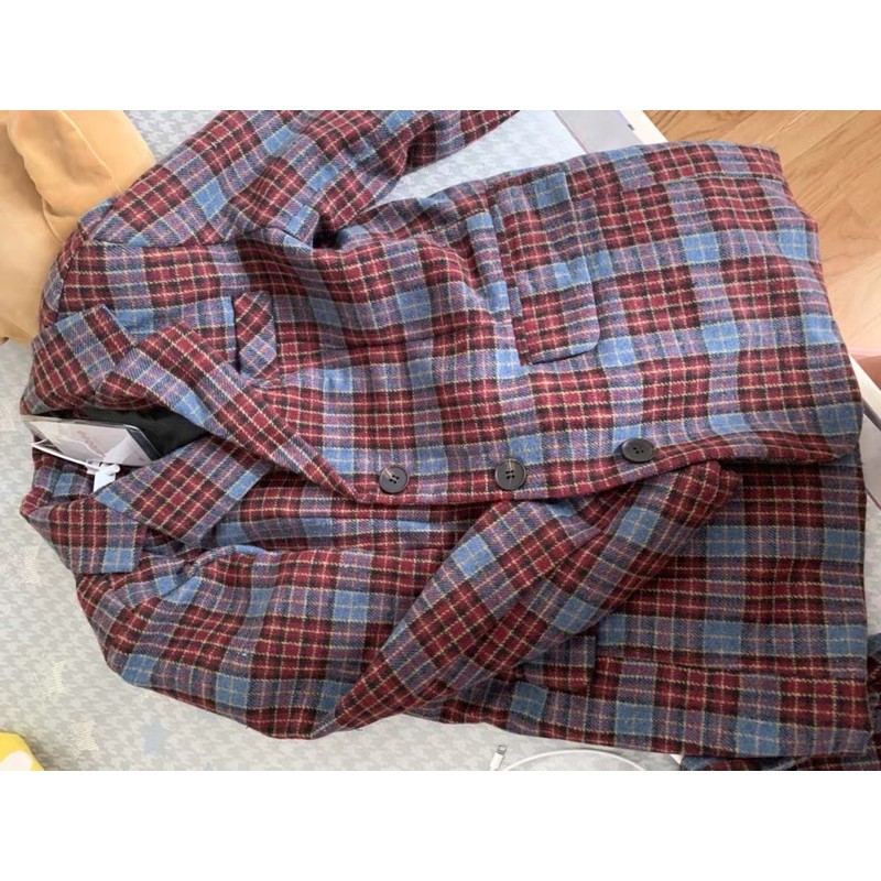 [SẴN ] Bộ Áo Khoác Blazer Dạ + Chân Váy Lưng Cao Dáng Chữ A Kẻ Sọc Phối Màu Tương Phản Cá Tính Kèm Ảnh Thật | BigBuy360 - bigbuy360.vn