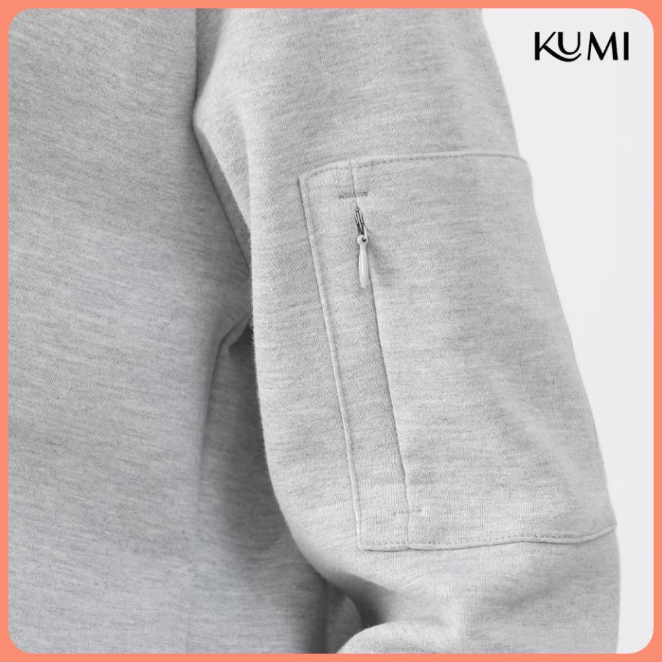 Áo Nỉ Nữ Có Túi Khóa Tay Chất Nỉ Bông Cao Cấp Kumi, Áo Nỉ Sweater Nữ Basic Thời Trang Trẻ Trung Năng Động 2 Màu Đen-Ghi | BigBuy360 - bigbuy360.vn