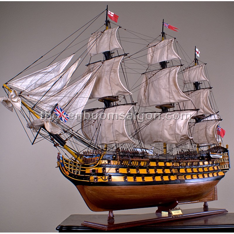 Mô hình Thuyền Buồm Gỗ Trang Trí Phong Thủy HMS Victory (hàng cao cấp, chi tiết tinh xảo, không lắp ráp)