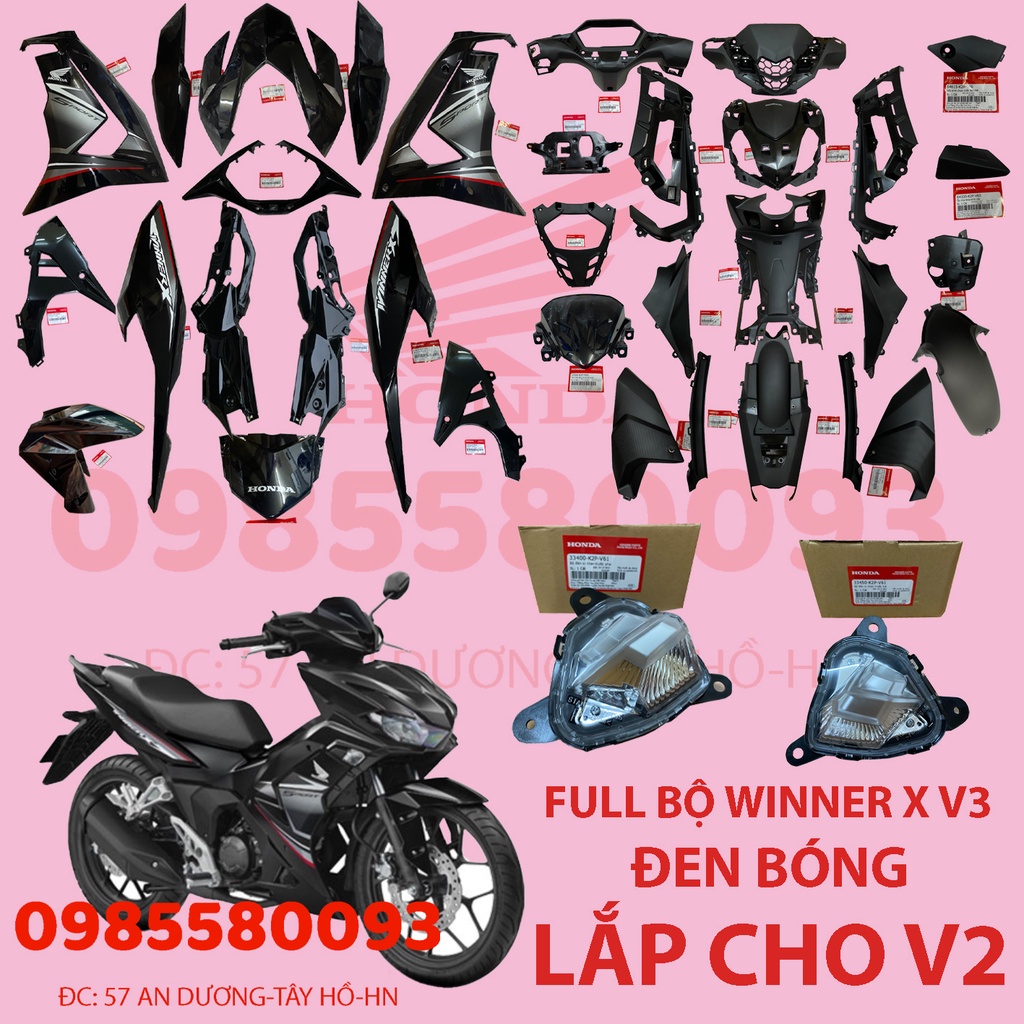 DÀN ÁO, NHỰA NHÁM WINNER X  MÀU ĐEN BÓNG, CHÍNH HÃNG HONDA