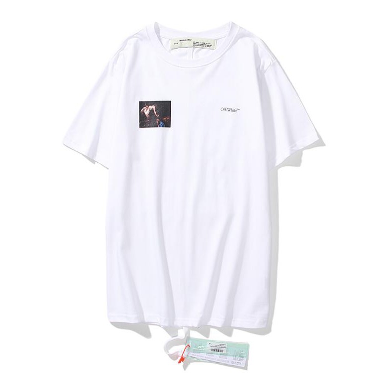 Áo thun trắng ngắn tay vải cotton in chữ thời trang