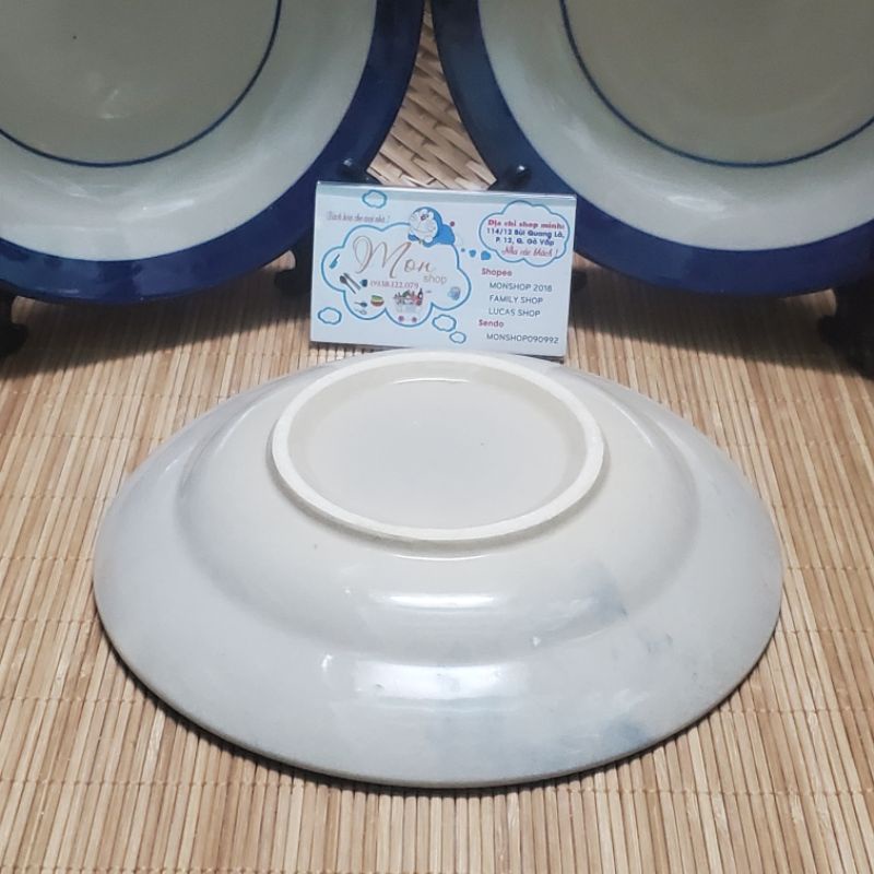 💢💥SET 2 DĨA GỐM XƯA CAO CẤP HỌA TIẾT CHỈ XANH😉 20CM🤗 Dĩa gốm làm từ đất sét Cao Lanh🔥 Siêu hot💥