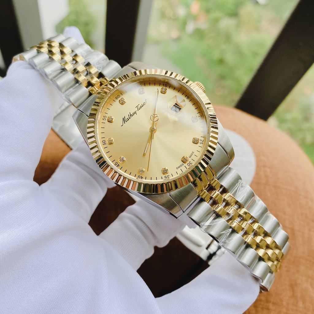 Đồng hồ nam chính hãng Mathey Tissot Rolly II Crystal Gold Dial H710BDI - Máy Quartz pin - Kính cứng cường lực