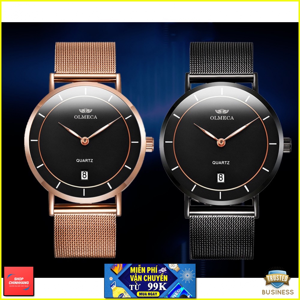 ĐỒNG HỒ NỮ OLMECA JAPAN CÓ LỊCH OL04 DÂY NHUYỄN CAO CẤP MẶT KÍNH SAPPHIRE_HÀNG CHÍNH HÃNG AH448