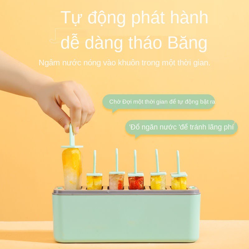 Khuôn làm kem mùa hè Hộp que bằng gỗ tự hoạt hình