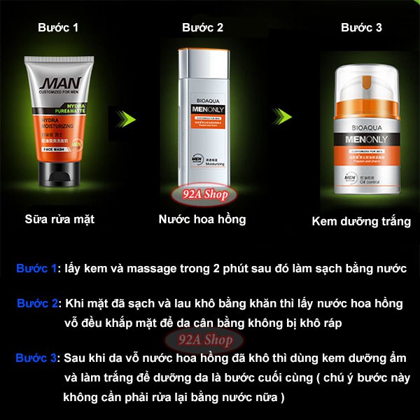 BỘ 3 MÓN DƯỠNG TRẮNG DA GIẢM DẦU VÀ MẶT NẠ CHO NAM | BigBuy360 - bigbuy360.vn