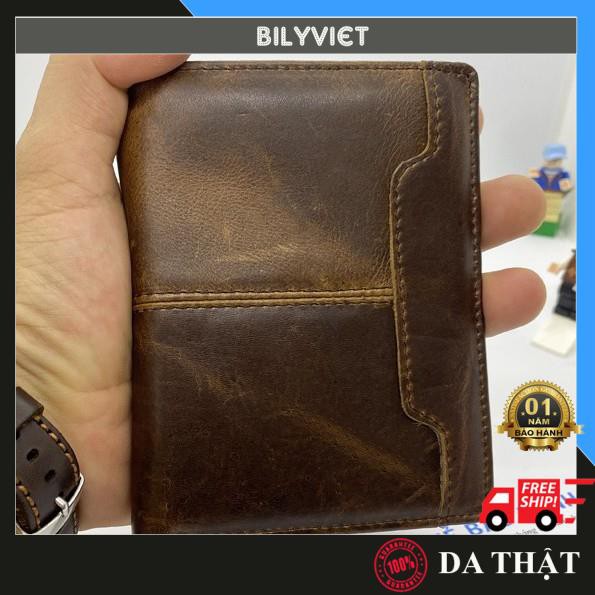 Ví nam cầm tay, Bóp nam cầm tay | Nâu Cháy chất bụi, dáng đứng trẻ trung | BiliViet Đồ Da Cao Cấp