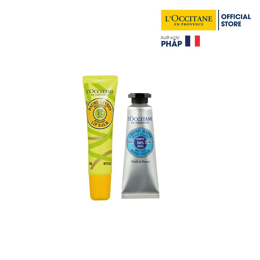 L'Occitane kem dưỡng tay 10 ml và son dưỡng môi 12ml Bơ đậu mỡ ( hương ngẫu nhiên)