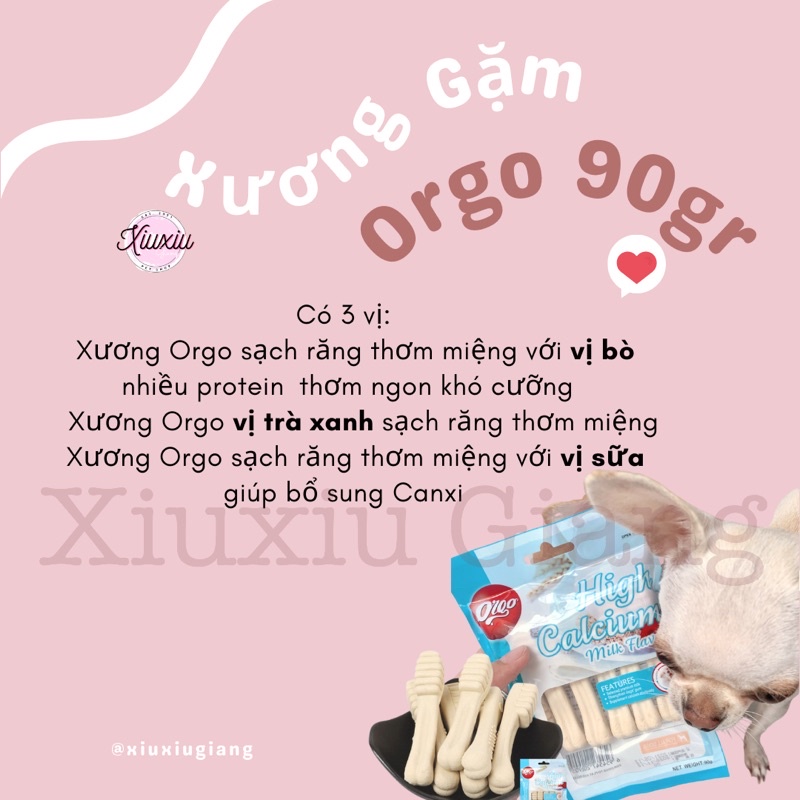 Thức ăn cho thú cưng Xương Gặm Sạch Răng Cho Chó Mèo Orgo 90g - Xiuxiu Giang