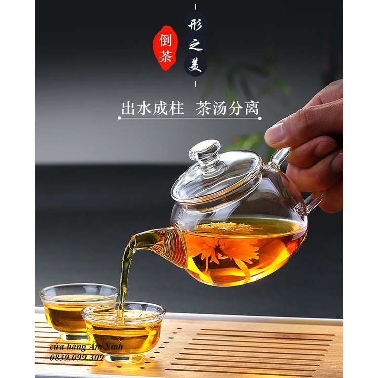 Bình thủy tinh pha trà có lưới lọc dung tích 250 ml