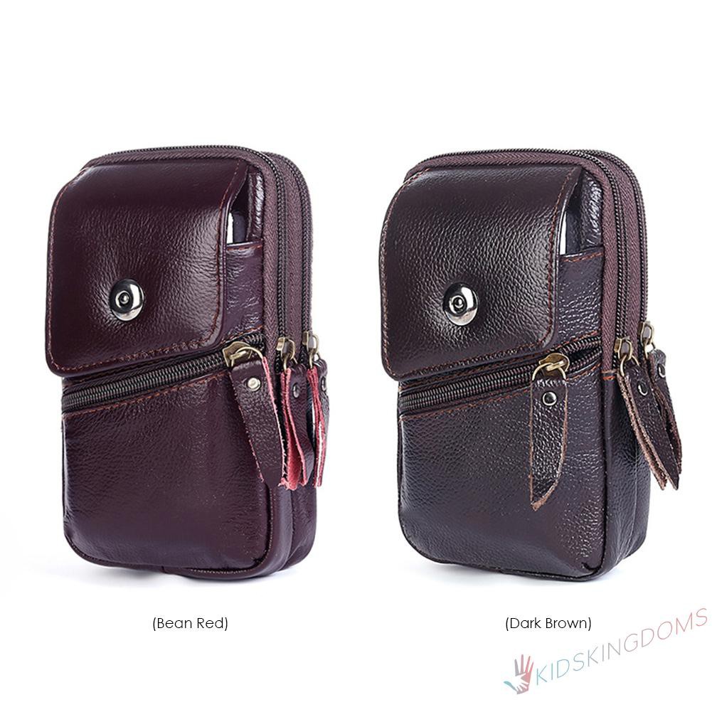 【Big Sale】Men Cowhide Leather Waist Belt Bags Business Zip Casual Mobile Phone Wallet