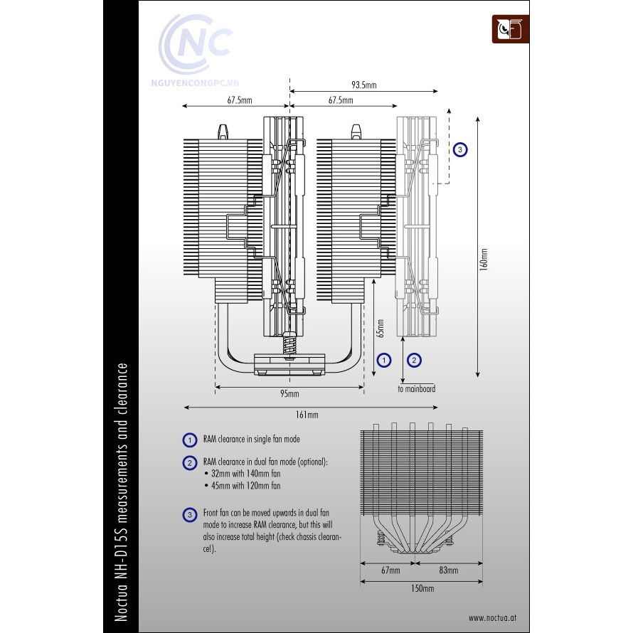 Tản Nhiệt Khí CPU Noctua NH-D15S ( Mới, Xách Tay, Bảo Hành 72 Tháng )