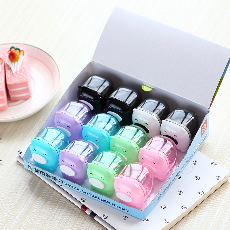 Dụng cụ chuốt bút chì Deli 0557 hình chú heo dễ thương tiện dụng