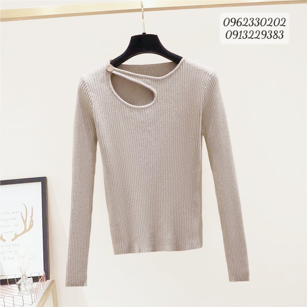 Áo len tăm khoét cổ lệch - Áo len tăm cao cấp, kiểu dáng thời trang