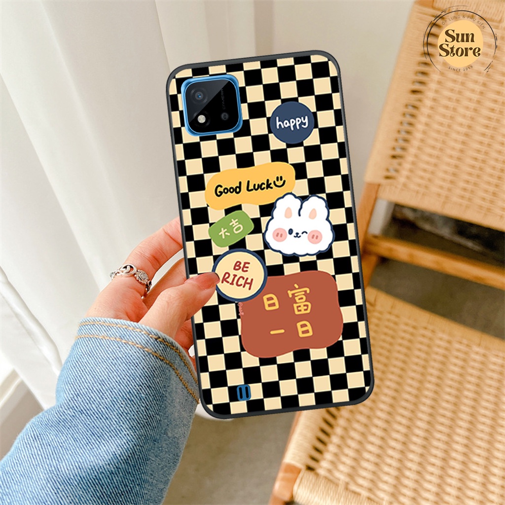 Ốp lưng Realme C11 2021/ Realme C20/ C11 2020 hoạ tiết nền kẻ caro, gấu thời trang giá rẻ