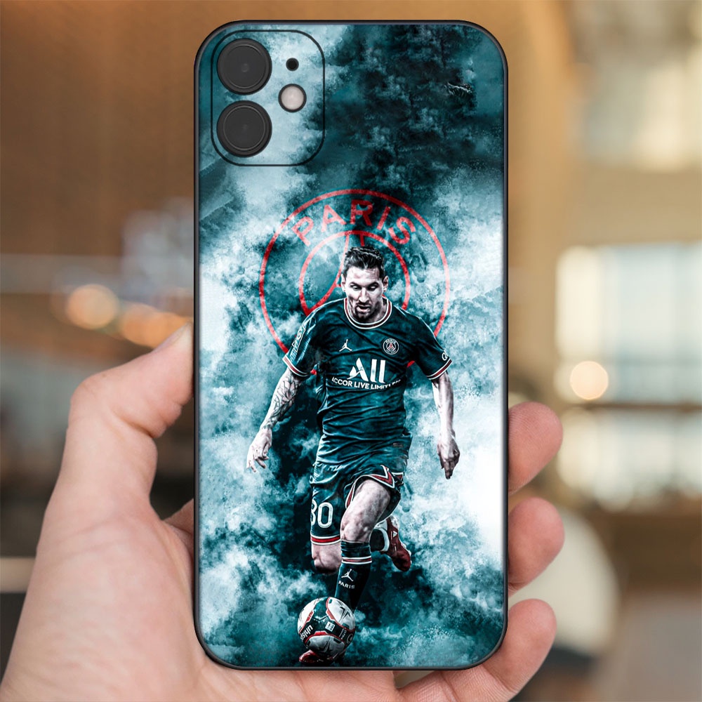 Ốp lưng iPhone 11 dẻo đen cạnh vuông in hình Lionel Messi Barcelona PSG